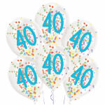 Latexballons 6er Zahl 40  Konfetti Füllung 27,5cm,...