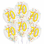 Latexballons 6er Zahl 70  Konfetti Füllung 27,5cm,...