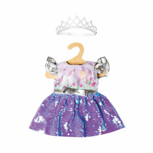 Heless Kleid Fee und  Einhorn Gr.35-45cm lila, mit silberner Krone, auf Kleiderbügel
