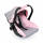 Bayer Puppen Autositz  mit Dach rosa grau, für Puppen bis 46cm, Sonnendach schützt vor Witterungen,, stabiler Halt, integrierter Gurt, ergonomischer Griff,, 480x325x460mm, ab 3 Jahren