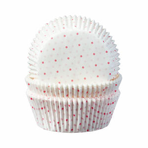 Backförmchen 50x25mm 60er  Mikropunkte rosa, ideal für Kindergeburtstage und Partys,, geeignet zum Backen von Muffins im Backofen,, backfest bis 220°C, fettdicht, lebensmittelecht,, dekorativ Demmler