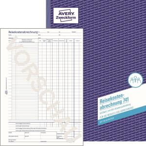 Avery Zweckform 741 Reisekostenabrechnung, DIN A4, für monatliche Abrechnung, 50 Blatt, weiß