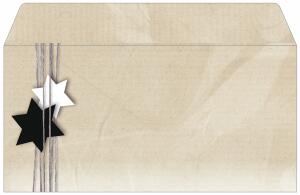 SIGEL DU079 Weihnachts-Umschlag - Sterne - beige/schwarz/weiß - gummiert - DIN lang - 50 Umschläge