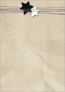 SIGEL DP079 Weihnachts-Motiv-Papier - Sterne - beige/schwarz/weiß - 90 g/m² - A4 - 100 Blatt