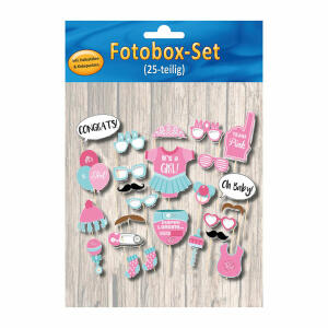 Fotobox-Set  Baby Girl 25teilig, inklusive Haltestäbchen und Klebepunkten