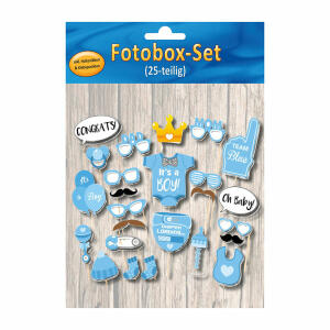 Fotobox-Set  Baby Boy 25teilig, inklusive Haltestäbchen und Klebepunkten