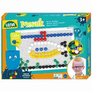 Lena Mosaik Set groß  120 color 15 mm, bestehend aus 120 bunten,10 mm großen Steckern inkl., Aufbewahrungsbeutel und Steckplatte: 28 x19,5 cm, TÜV, zertifiziert, ab 3 Jahren, Simm Spielwaren