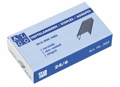 Heftklammern 24/6  10x1000 Stück, verzinkt