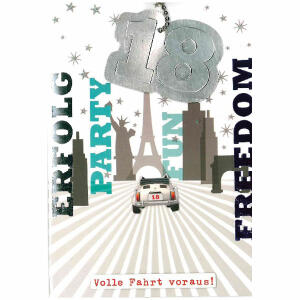 Designers Best Klappkarte  Motiv 1, 18-Party-Volle Fahrt voraus!