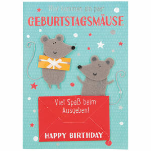Designers Best Klappkarte  Motiv 30, Hier kommen ein paar Geburtstagsmäuse