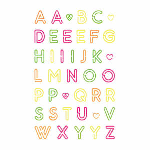 Sticker Neon  Colourful Line Alphabet, 1 Bogen, Rössler