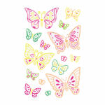 Sticker Neon  Colourful Line Butterfly, 1 Bogen,...