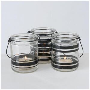 Windlicht Stappo 10cm  Glas 3fach sortiert
