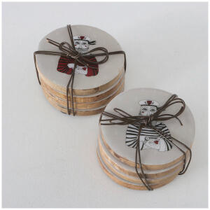 Untersetzer Herby 4er Set  10x10x5cm Holz