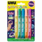 UHU Glitter Glue Glow in the dark 5x10 5 Farben sortiert