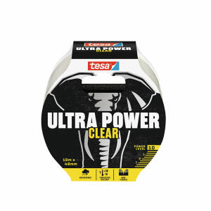 TESA Gewebeband Reparaturband Ultra Power Clear - 10 m x 48 mm, transparent