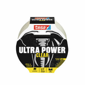 TESA Gewebeband Reparaturband Ultra Power Clear - 10 m x 48 mm, transparent