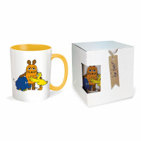 Geschenktasse Die Maus  gelb 9,5x12cm Porzellan,...