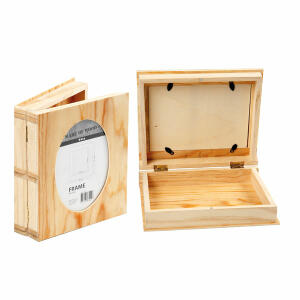 Schachtel in Buchform  Passepartout im Deckel, aus Holz in Buchoptik, Bilderrahmen im Deckel, Creativ, Company .#M