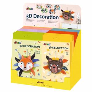 Avenir 3D Dekoration  6fach sortiert, Hase, Bär, Fuchs, Reh, Panda, Koala,, Bastelset mit 3 Quilling-Stiften, Carletto, ab 3 Jahre