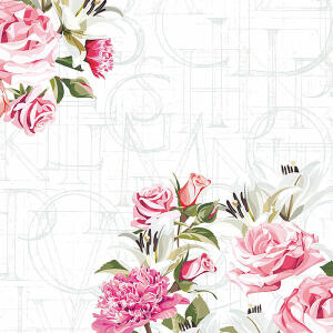 Serviette 33x33cm FSC-Mix  Rose letters, 3-lagig, 20 Stück, Paper+Design