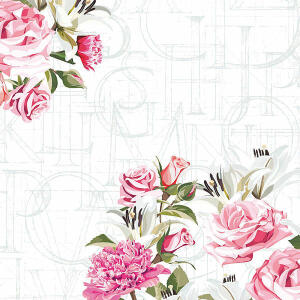 Serviette 24x24cm FSC-Mix  Rose letters
