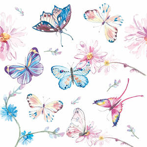 Serviette 33x33cm FSC-Mix  Butterflies, 3-lagig, 20 Stück, Paper+Design