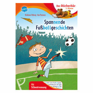 Spannende  Fußballgeschichten, Geschichte zum Lesenlernen mit kurzen Kapiteln,, großer Schrift und vielen Bildern,, von Volkmar Röhrig und Kai Pannen,, 48 Seiten, ab 6 Jahren, Arena Verlag