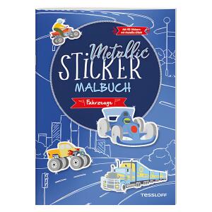 Metallic-Sticker Malbuch Fahrzeuge, Beschäftigungsheft, 45 Stickern