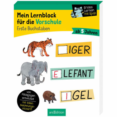 Mein Lernblock für die  Vorschule Erste . . ., Mein Lernblock für die Vorschule Erste Buchstaben,, Buch von Hannah Lang, ab 5 Jahren, ars Edition