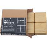 SIGEL BA211 Holz-Magnete - beige - quadratisch - Haftkraft auf Glas-Magnetboards: 14 Blatt (A4, 80g/m²) - 3,30 x 0,90 x 3,30 cm - 4 Stück - für Glas-Magnetboards, magnetische Whiteboards und weitere magnetische Oberflächen