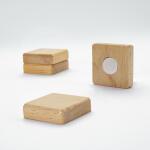 SIGEL BA211 Holz-Magnete - beige - quadratisch - Haftkraft auf Glas-Magnetboards: 14 Blatt (A4, 80g/m²) - 3,30 x 0,90 x 3,30 cm - 4 Stück - für Glas-Magnetboards, magnetische Whiteboards und weitere magnetische Oberflächen