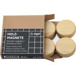 SIGEL BA210 Holz-Magnete - beige - rund - Haftkraft auf Glas-Magnetboards: 14 Blatt (A4, 80g/m²) - Ø 33 mm - 3,30 x 0,90 x 3,30 cm - 4 Stück - für Glas-Magnetboards, magnetische Whiteboards und weitere magnetische Oberflächen