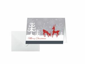 SIGEL DS256 Weihnachts-Karten - Rentiere - grau/weiß/rot - A6 quer - 25 Karten + Umschläge - inkl. Umschläge