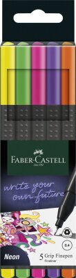 Faber Castell Finepen Grip 0,4 mm neon 5er Etui