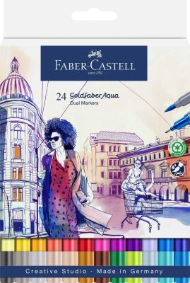 Faber Castell Aqua Dual Marker Gofa 0,4 mm 24er Etui