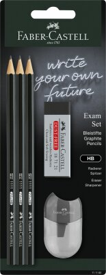 Faber Castell Bleistift 1111 HB schwarz Radierer+Spitzer