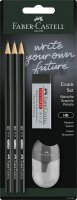 Faber Castell Bleistift 1111 HB schwarz Radierer+Spitzer