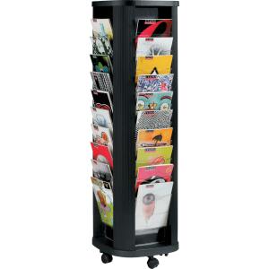 PAPERFLOW Prospektständer - 40x A4 Fächer, drehbar, schwarz, mit Rollen