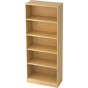Hammerbacher Regal - breit, 5OH, 80 cm breit, Sockelblende, Ahorn
