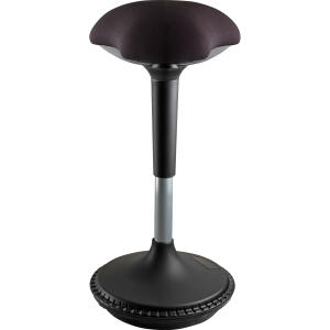 Unilux MOOVE Bürohocker schwarz, dynamisch Sitzen oder Stehen dank abgerundetem Fuß, dreieckiger Polstersitz, Höhenverstellung von 63 bis 89 cm mit Hydraulik