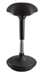 Unilux MOOVE Bürohocker schwarz, dynamisch Sitzen oder Stehen dank abgerundetem Fuß, dreieckiger Polstersitz, Höhenverstellung von 63 bis 89 cm mit Hydraulik