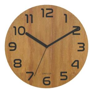 Unilux PALMA BAMBOO Wanduhr Bambus-Ziffernblatt  Ø 30 cm Quarzuhrwerk, schleichende Zeiger, inkl. Batterie