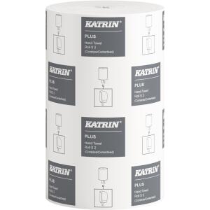 KATRIN Rollenhandtuch Plus - 2-lagig, weiß, 12 Rollen à 60 m