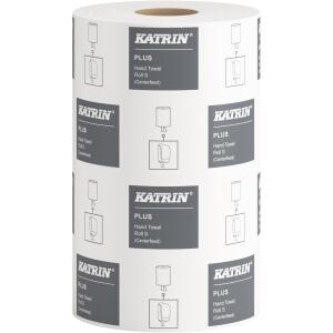 KATRIN Rollenhandtuch Plus - 1-lagig, weiß, 12 Rollen à 100 m