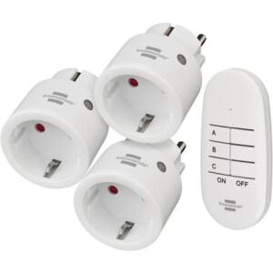 brennenstuhl Funkschalt-Set Comfort-Line Mini 3+1, 3er Funksteckdosen Set (Innenbereich, mit Handsender und erhöhtem Berührungsschutz)