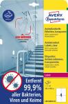 Avery Zweckform L8013REV-10 Antimikrobielle Etiketten - 105 x 148 mm, ablösbar, transparent, 40 Stück