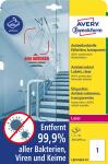 Avery Zweckform L8011REV-10 Antimikrobielle Etiketten - 210 x 297 mm, ablösbar, transparent, 20 Stück