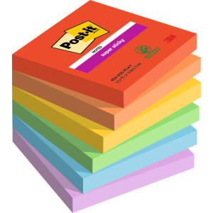 Post-it Haftnotizblock Playful - 76 x 76 mm, 6x 90 Blatt, sortiert