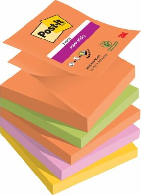 Post-it Haftnotizblock Z-Notes Boost - 76 x 76 mm, 5x 90 Blatt, sortiert